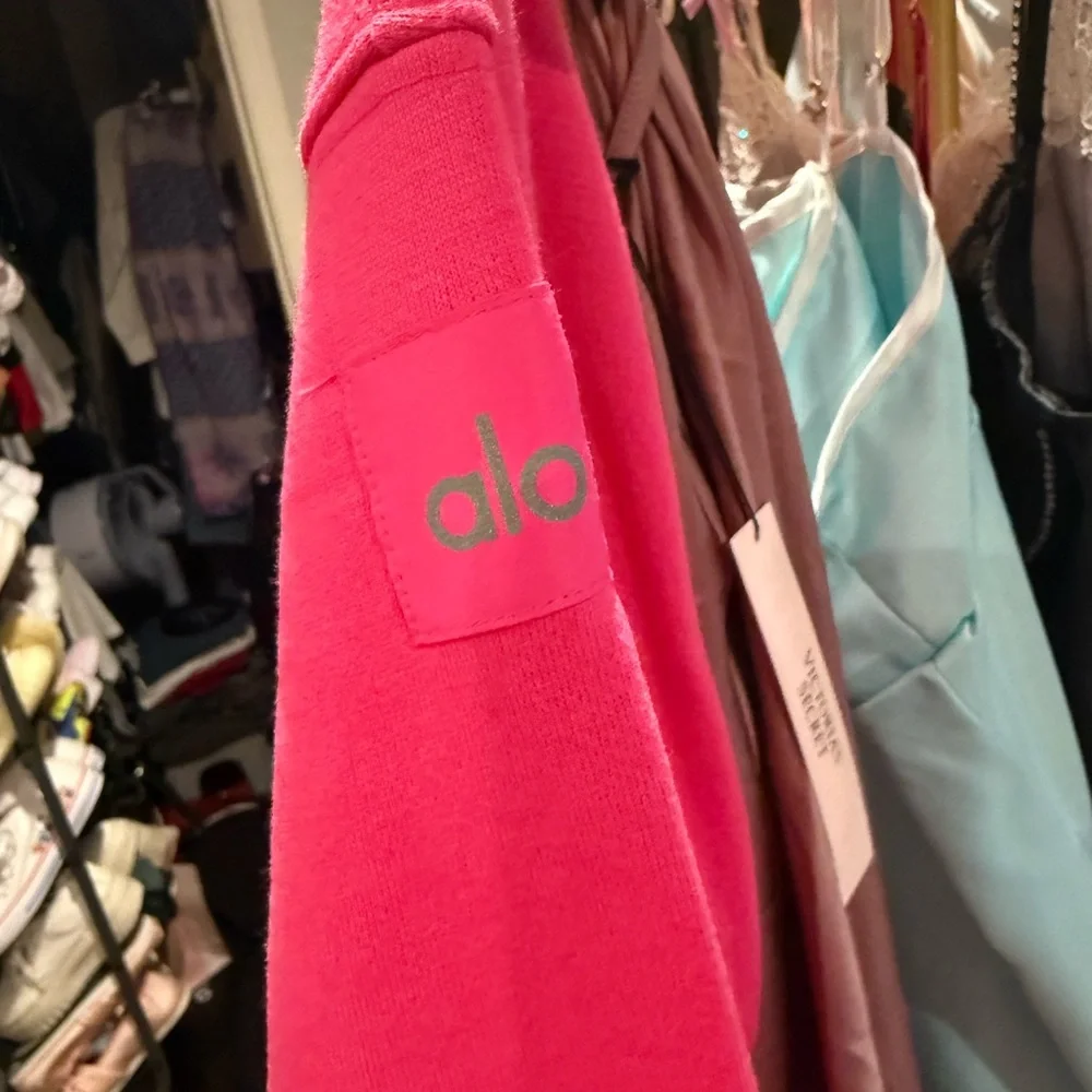 ALO Vibrant Pink Sweatshirt and Skirt Set